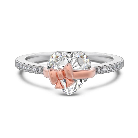 Luxyvor™ | ROSE GOLD 'HEART & BOW' STERLING SILVER RING